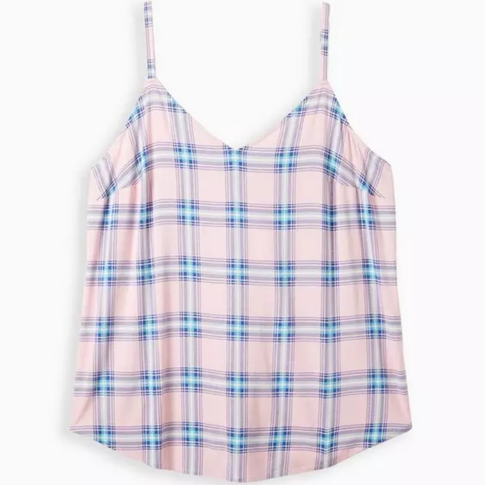 Torrid Pink Amd Blue Plaid Ava Rayon Slub Cami